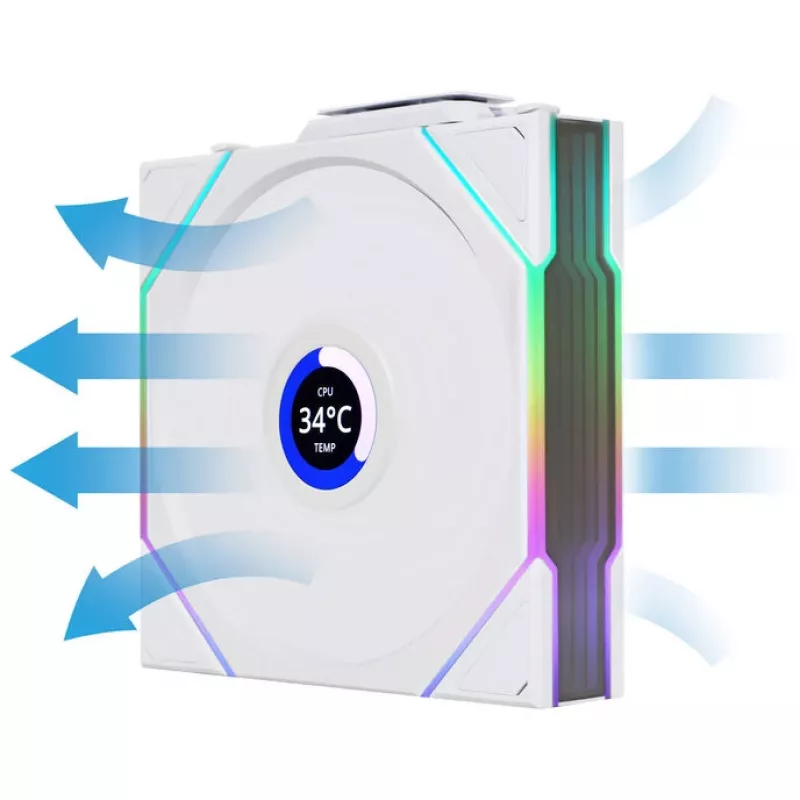 Ventilador de caja 120 mm Lian Li 12RTLLCD1W1W ARGB Wireless LCD Blanco