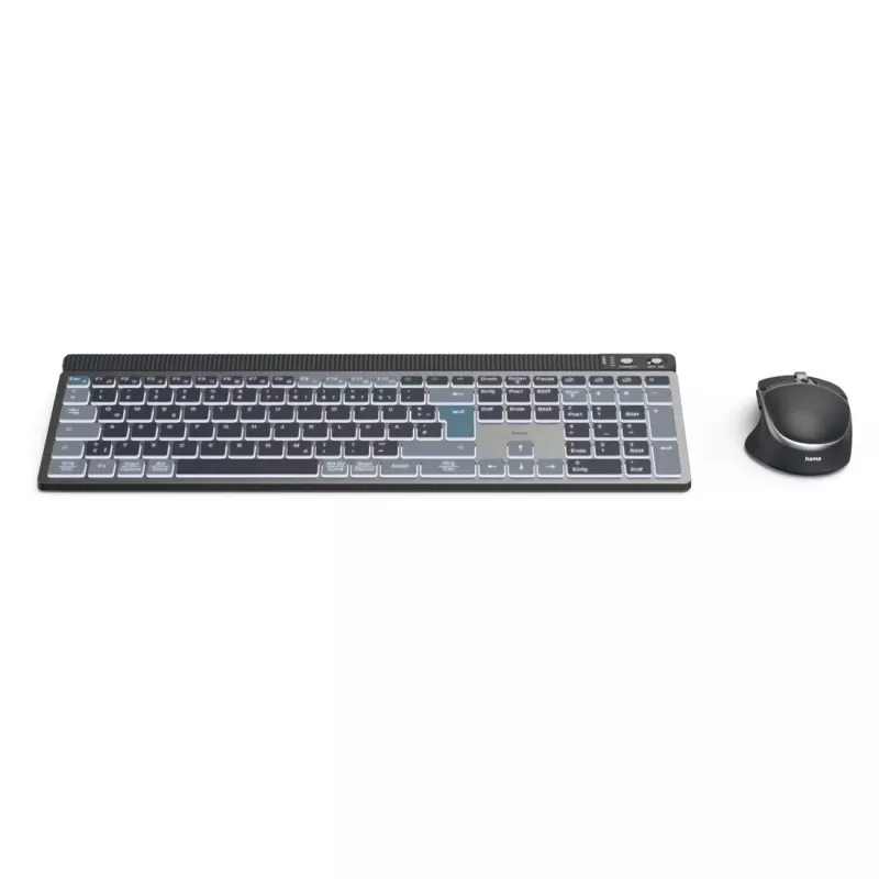 Conjunto de teclado y ratón inalámbrico multidispositivo HAMA WKM-750 — negro, conectividad inalámbrica