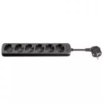 Regleta de enchufes Wentronic Goobay 3 m, negra, 3 m - 6x conector hembra schuko (96050)