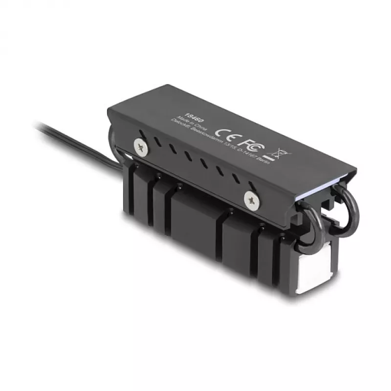 Disipador DELOCK 18460 para SSD M.2 2280 — aluminio/cobre, RGB 5V, negro