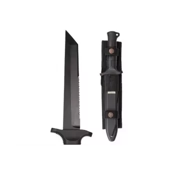 Cuchillo de combate Mil-Tec 2000 — cuchillo multiusos, hoja de acero inoxidable 440A de 165 mm, mango y funda de poliamida reforzada con fibra de vidrio, soporte de nailon para cinturón