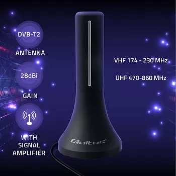 Antena de televisión QOLTEC TV DVB-T/T2 Qoltec (interior/exterior) Modelo 57065