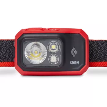 Linterna frontal Diamond Storm 450 Negra con cinta frontal negra y roja