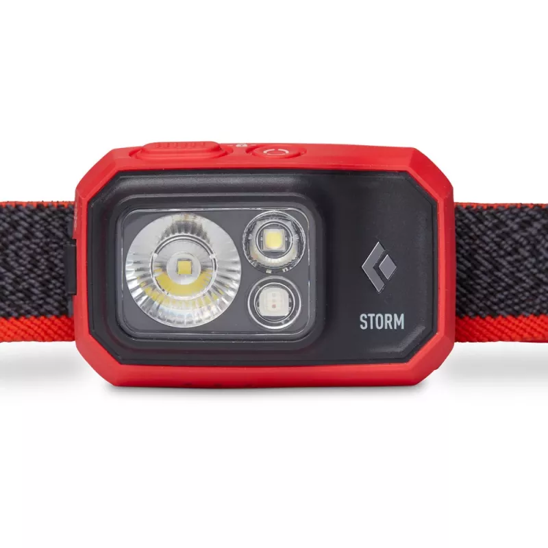 Linterna frontal Diamond Storm 450 Negra con cinta frontal negra y roja