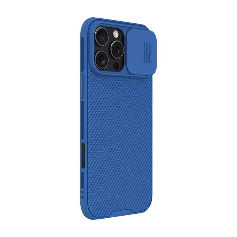 Funda protectora Nillkin CamShield Pro para iPhone 16 Pro Max, azul, tapa deslizante para cámara