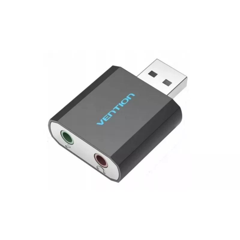 Tarjeta de sonido externa USB Vention negra metal Type