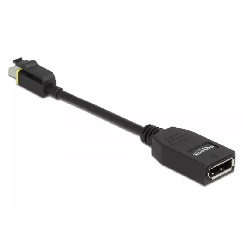 DeLOCK - Adaptador DisplayPort - Mini DisplayPort (M) con bloqueo a DisplayPort (H) - DisplayPort 1.4 - 15 cm - libre de halógenos, compatible con 8K - Negro (65978)