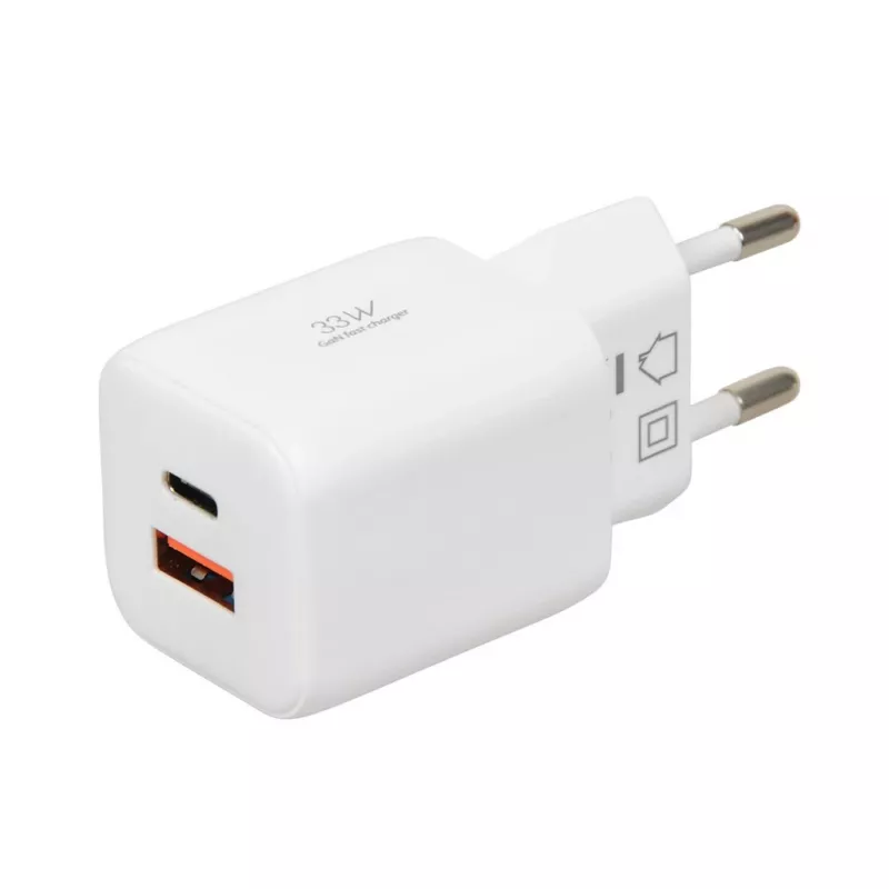 Cargador USB IBOX ILUC42W 42W (máx. 33W), 1×USB-C PD3.0, 1×USB-A QC3.0, 100–240V, blanco