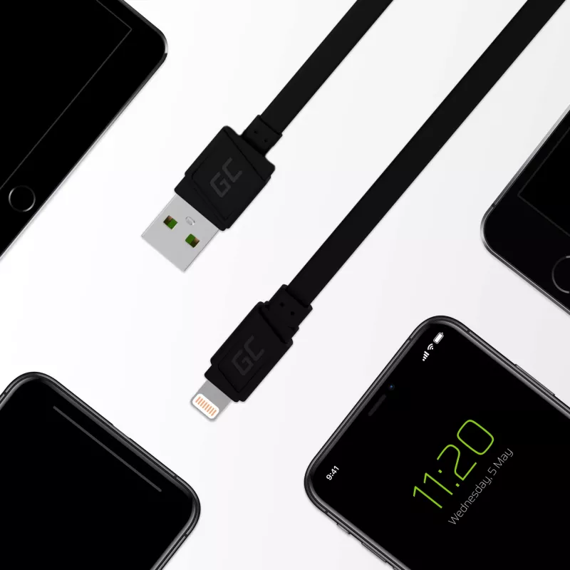 Cable Lightning Green Cell KABGC02 0,25 m negro