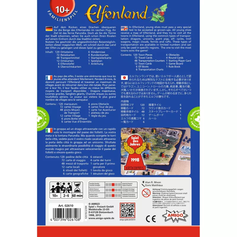 Elfenland, juego de mesa Juego del Año 1998