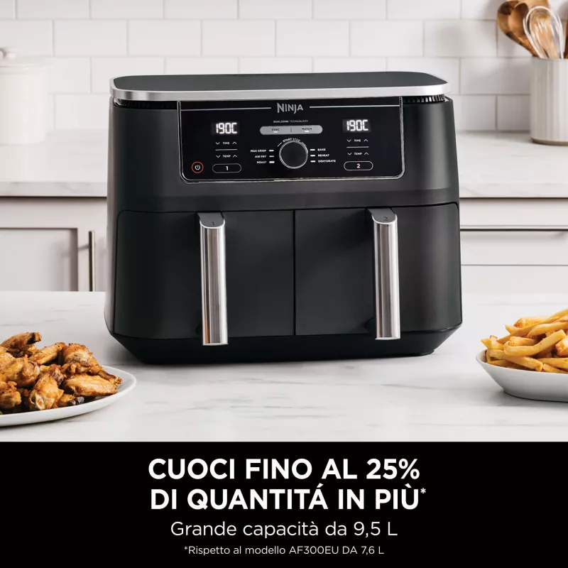 Ninja AF400EU freidora de aire doble 9,5 L independiente 2470 W freidora de aire negro