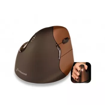 BakkerElkhuizen Evoluent 4 Small Wireless, para diestros, diseño vertical, Láser, RF Wireless, 2600 DPI, Negro, Marrón