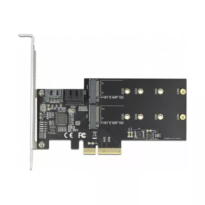 Tarjeta SATA y M.2 PCI Express DeLOCK 3 puertos SATA y 2 ranuras M.2 Key B
