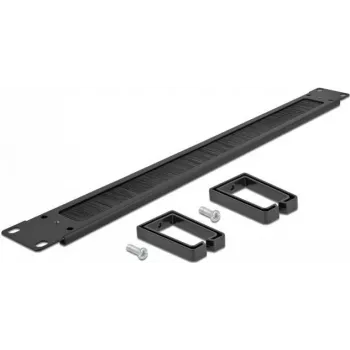 DeLOCK Cable Management Brush Strip with 2 hooks - Panel de gestión de cables con cepillo - Negro - 1U - 48,3 cm (19) (66486)