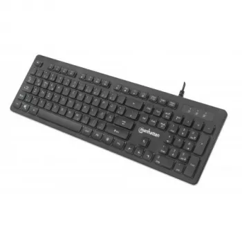 Manhattan Teclado USB gaming, Low Force Key Edition, 12 teclas multimedia, retroiluminación LED Rainbow, USB-A, negro, caja retail (distribución alemana)