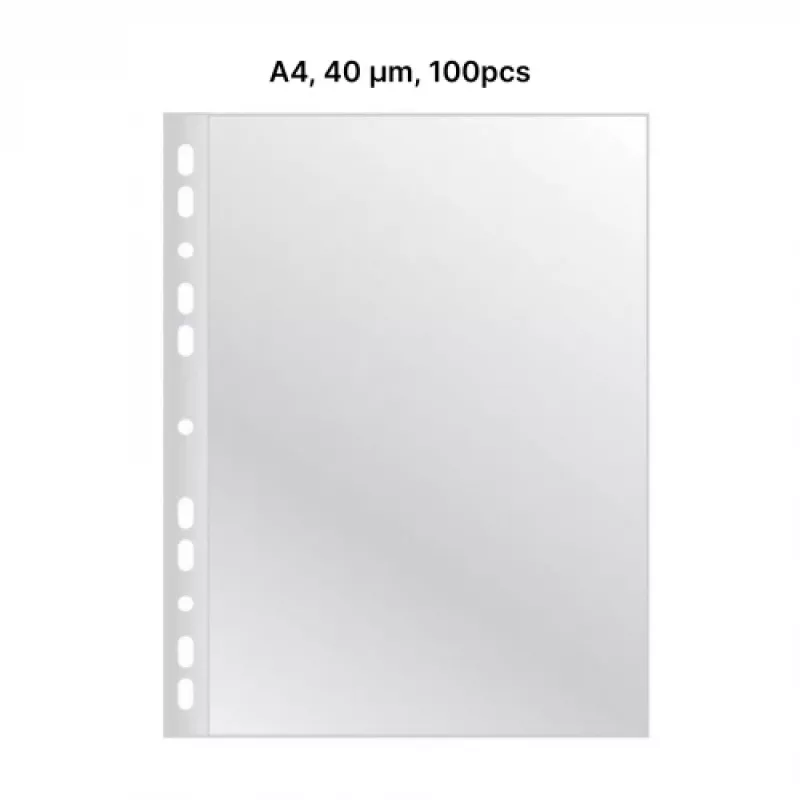 AD Class funda perforada cristal transparente A4 40 micras, bolsa de 100 uds.