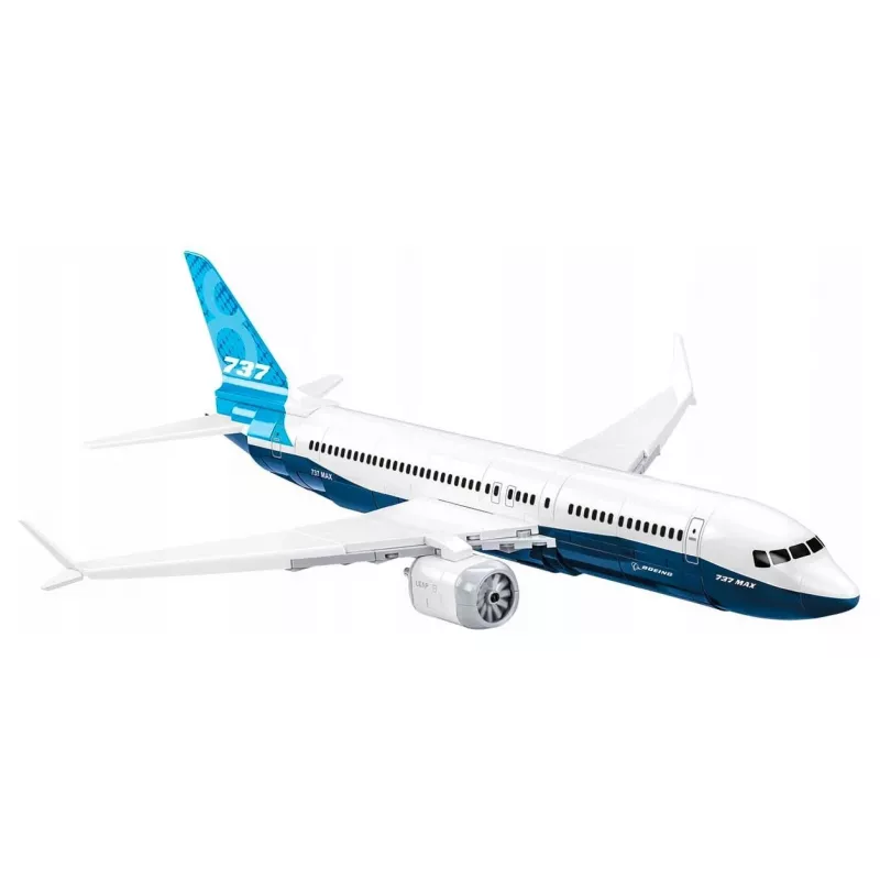 Set de construcción Cobi Boeing 737-8 — 340 piezas, edad recomendada 7+, azul y blanco