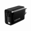 Cargador CANYON OnCharge 65RC con cable USB-C integrado, 65 W, 1x PD, 1x QC, conector EU, negro