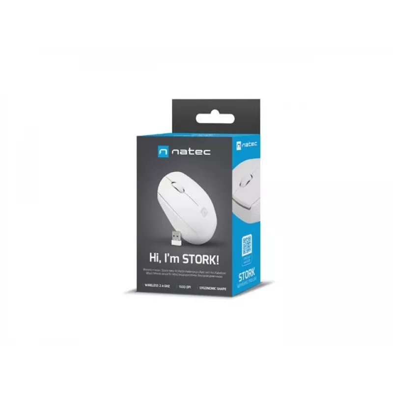 Ratón inalámbrico NATEC Stork 1600DPI óptico blanco