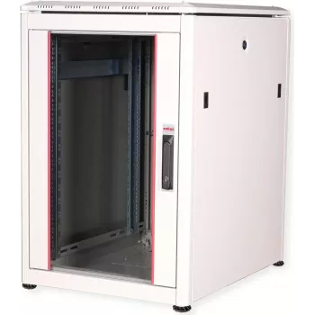 Roline Pro - Rack de red - con puerta de cristal, 600 x 800 mm (ancho x fondo) - gris claro, RAL 7035 - 16U - 48,3 cm (19 pulgadas) (26.21.0048)