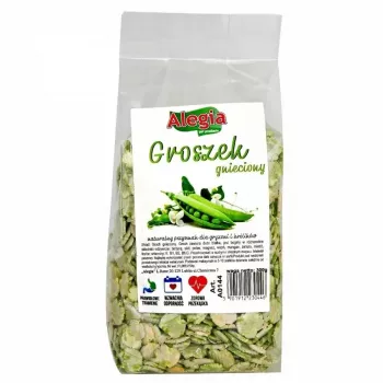 Guisantes troceados complemento alimenticio para roedores y conejos Alegia 300 g – premio sólido con sabor a verduras, sin gluten, sin soja y sin azúcar