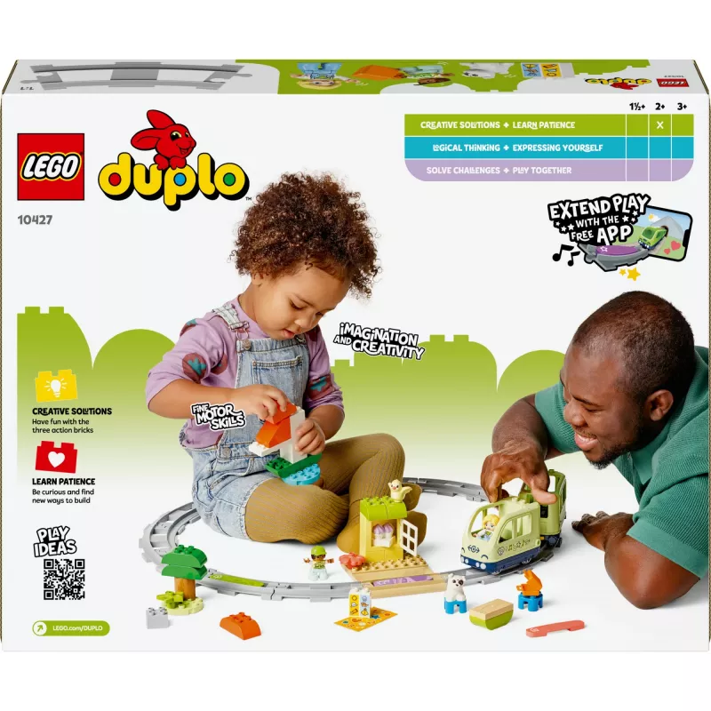 Set de tren de juguete LEGO DUPLO Tren de aventuras interactivo 10427, 57 piezas, 2 minifiguras, para niños a partir de 2 años
