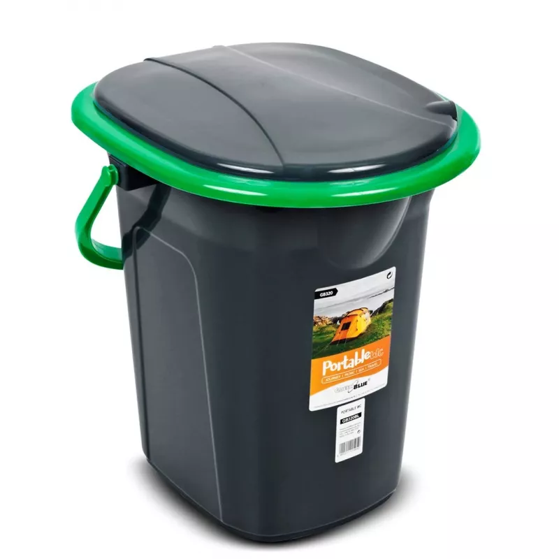 GreenBlue GB320BG inodoro portátil de camping tipo cubo, negro/verde