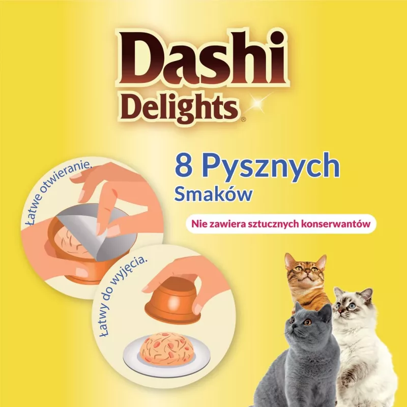 Snack para gatos INABA Dashi Delights pollo, atún y caldo de vieira 70 g – snack húmedo para gatos, 88 % de humedad, 11 % de proteína