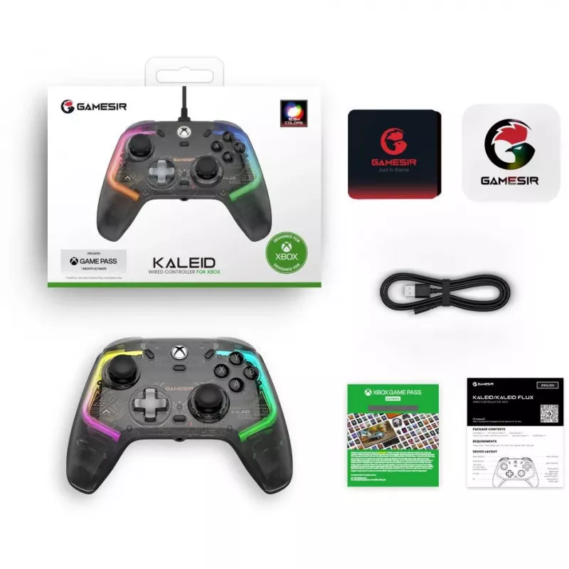 Mando GameSir Kaleid Negro Transparente con cable USB Type-C para Xbox One / Xbox Series X / Series S, cable de 3 m