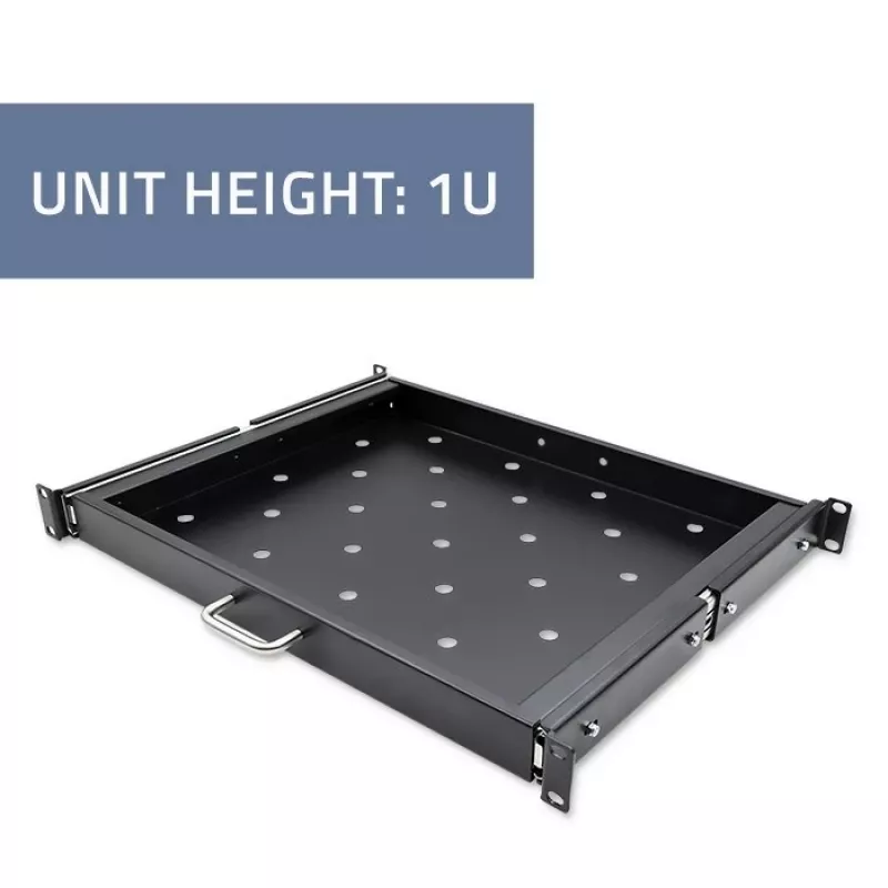 Qoltec 54509 bandeja deslizante de acero para rack, 600x600, negro