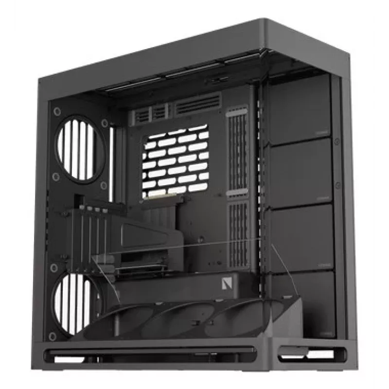 Caja de PC HAVN HS 420 VGPU, torre Midi, E-ATX, cristal templado, cable riser PCIe 5.0 - negra