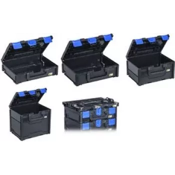 Caja de almacenamiento allit EuroPlus MetaBox 340 negro/azul plástico ABS con sistema de acoplamiento seguro