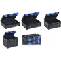 Caja de almacenamiento allit EuroPlus MetaBox 340 negro/azul plástico ABS con sistema de acoplamiento seguro