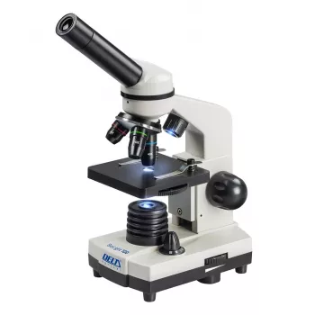 Microscopio compuesto óptico Deltaoptical DO-3210 – monocular, 3 objetivos acromáticos, iluminación LED, 40–400×, cabezal giratorio inclinado 45°
