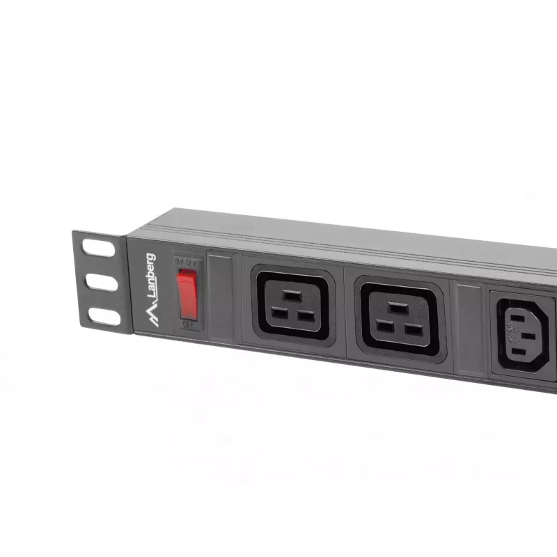 Unidad de distribución de energía para rack LANBERG PDU-02I1908I-0200-C20-BK — 1U, 10×C13, 16A, cable de 2 m, 19