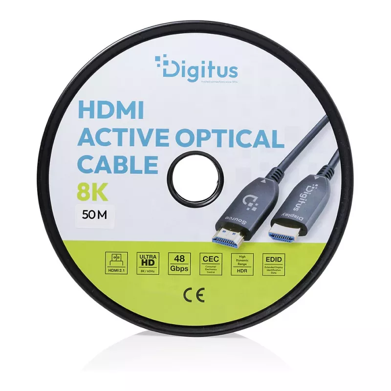 Cable de fibra híbrida HDMI AOC DIGITUS UHD 8K 50 m