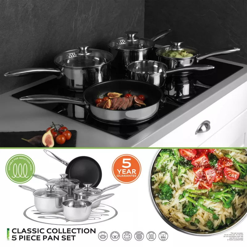 Juego de ollas Russell Hobbs BW06572EU72 — set de 5 piezas de acero inoxidable