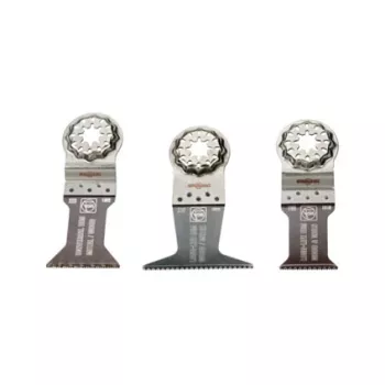 FEIN E-Cut Combo Starlock WOOD & METAL set de hojas de sierra 35222967100, 3 hojas de inmersión (Long-Life 50 x 35 mm y 50 x 65 mm, Universal 55 x 44 mm), enganche Starlock
