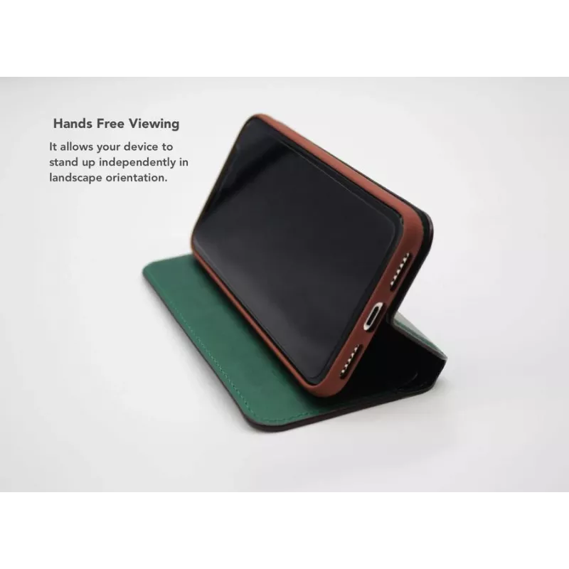 Funda protectora VixFox para iPhone XSMAX — verde bosque, funda tipo folio con compartimento para tarjetas