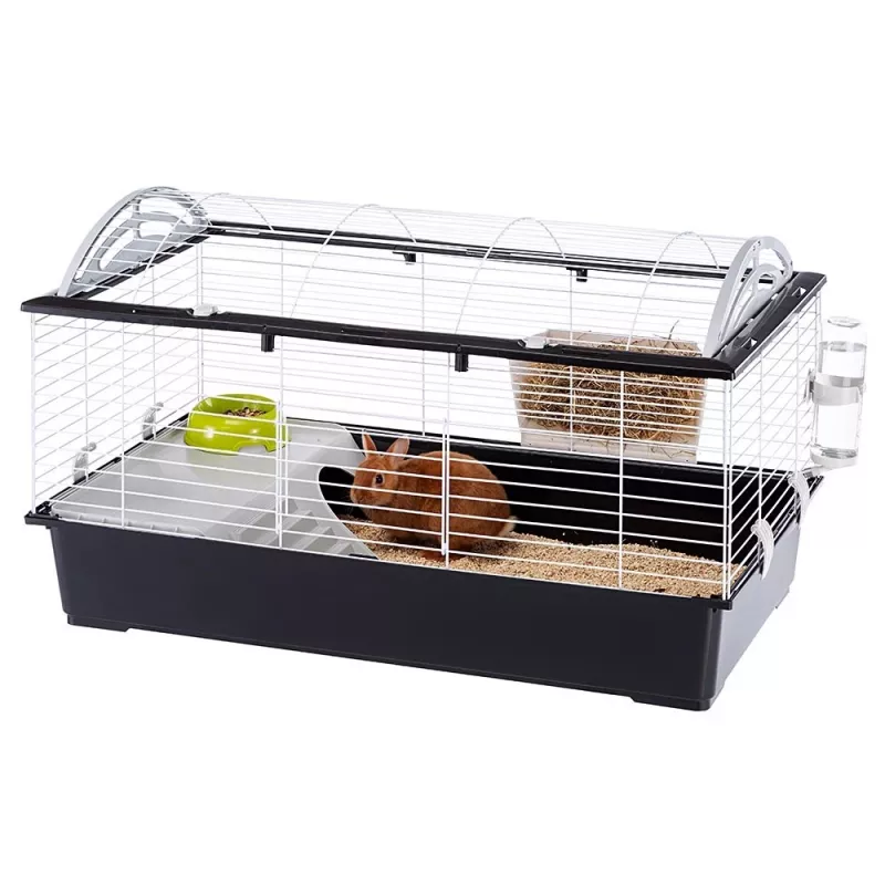 Jaula FERPLAST Casita 100 para conejos y cobayas, metal/plástico, 960×570×560 mm, topo/blanco