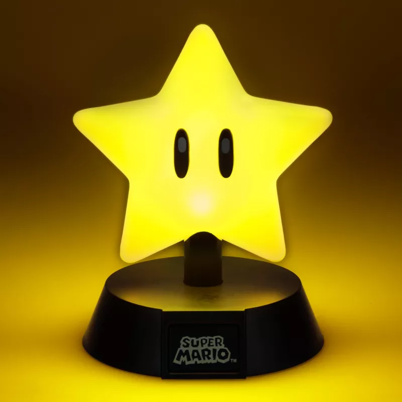 Lámpara de mesa Paladone Super Mario Super Star Icon Light — luz de noche LED decorativa