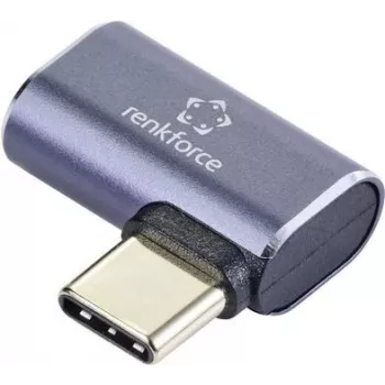 Renkforce adaptador USB4® [1x conector macho USB4® - 1x conector hembra USB-C®] 40 Gbit/s 90° en ángulo izquierdo, conector de aluminio (RF-5245272)