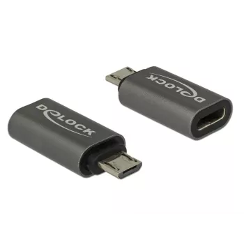 DeLOCK - Adaptador USB - USB-C (H) a Micro-USB Type-B (M) - USB 3.1 Gen 1 - 2,8 cm - Antracita (65927)