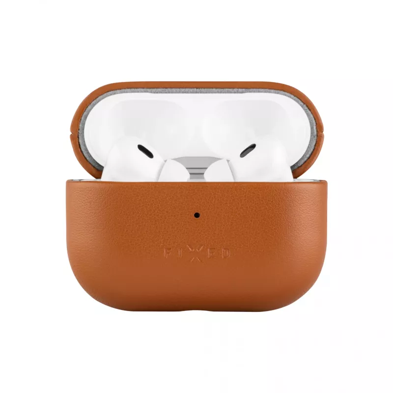 Fixed | Funda para auriculares con compatibilidad MagSafe | Apple AirPods Pro 2/Pro 2 (USB-C) | Marrón | Piel