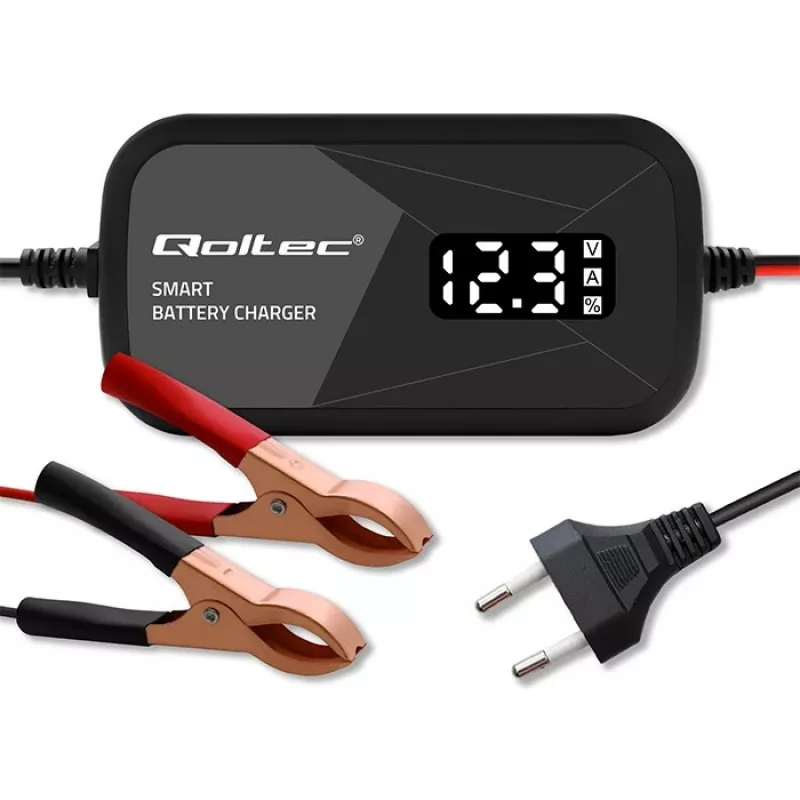 Cargador de baterías QOLTEC 52492 12V 2A con control por microprocesador y regeneración de celdas