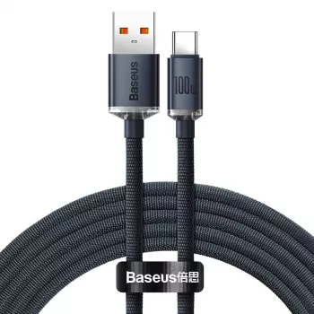 Baseus Crystal Shine Cable USB a USB-C, 100W, 2m (negro)