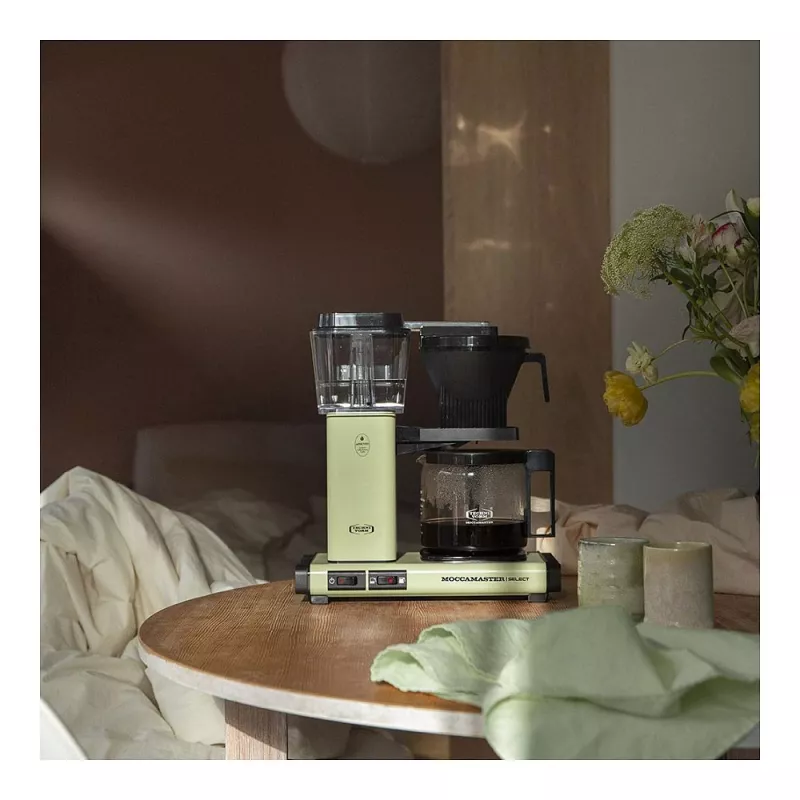 Cafetera de filtro MOCCAMASTER KBG Select — depósito de agua de 1,25 l, capacidad para 10 tazas, acero inoxidable, verde pastel