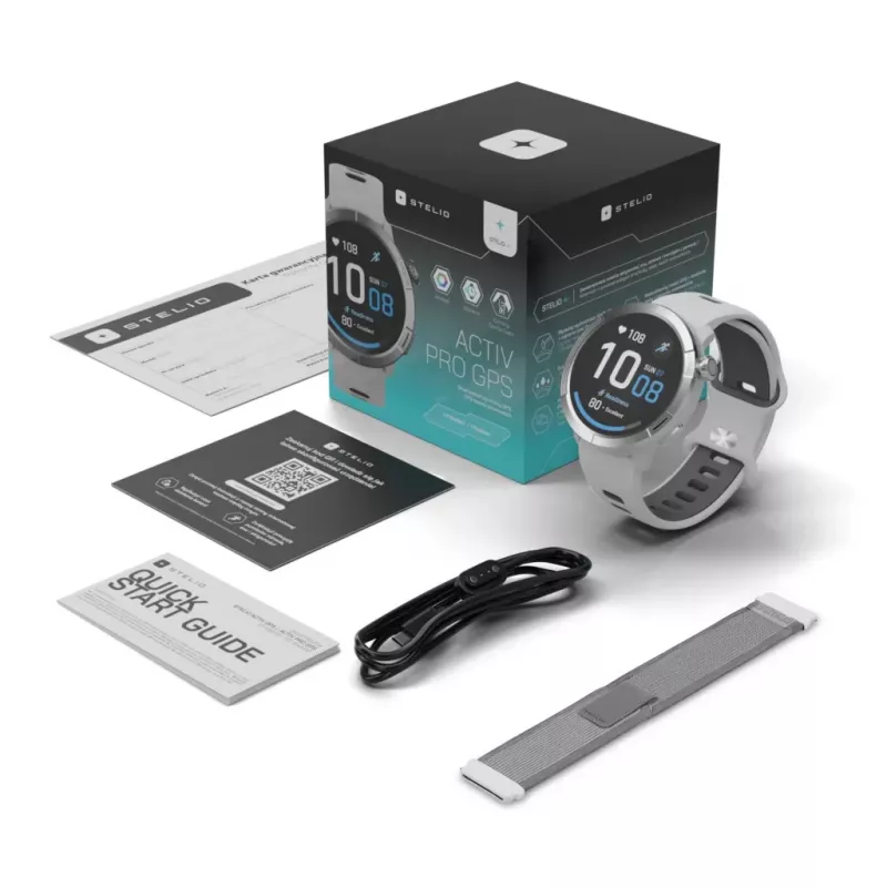 Smartwatch Stelio Activ Pro GPS modelo STSWA102TN, caja de titanio de 46 mm