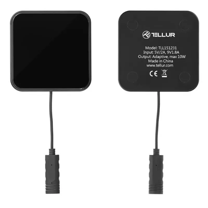 Base de carga inalámbrica Tellur WCP03 10W certificada Qi cristal templado, negro