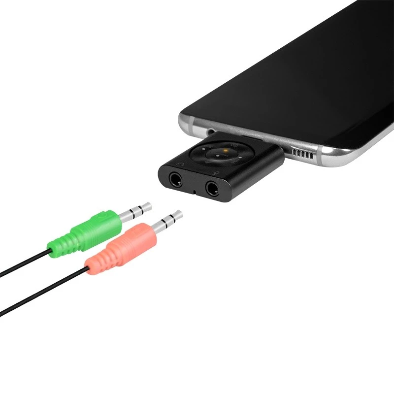 Adaptador de audio USB3.2 USB-C/macho a 2x conector hembra 3,5 mm 7.1